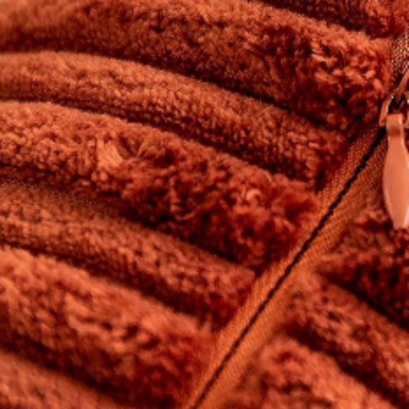 Set of 2 Rust Burnt Orange Soft Corduroy Stripe Velvet Pillow Covers Pillows New - Picture 6 of 7